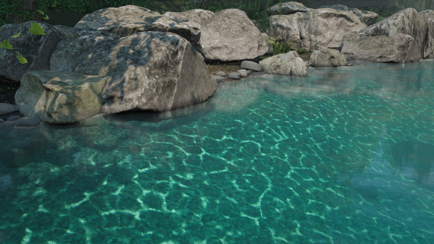 Rocks and caustics on the stream bed